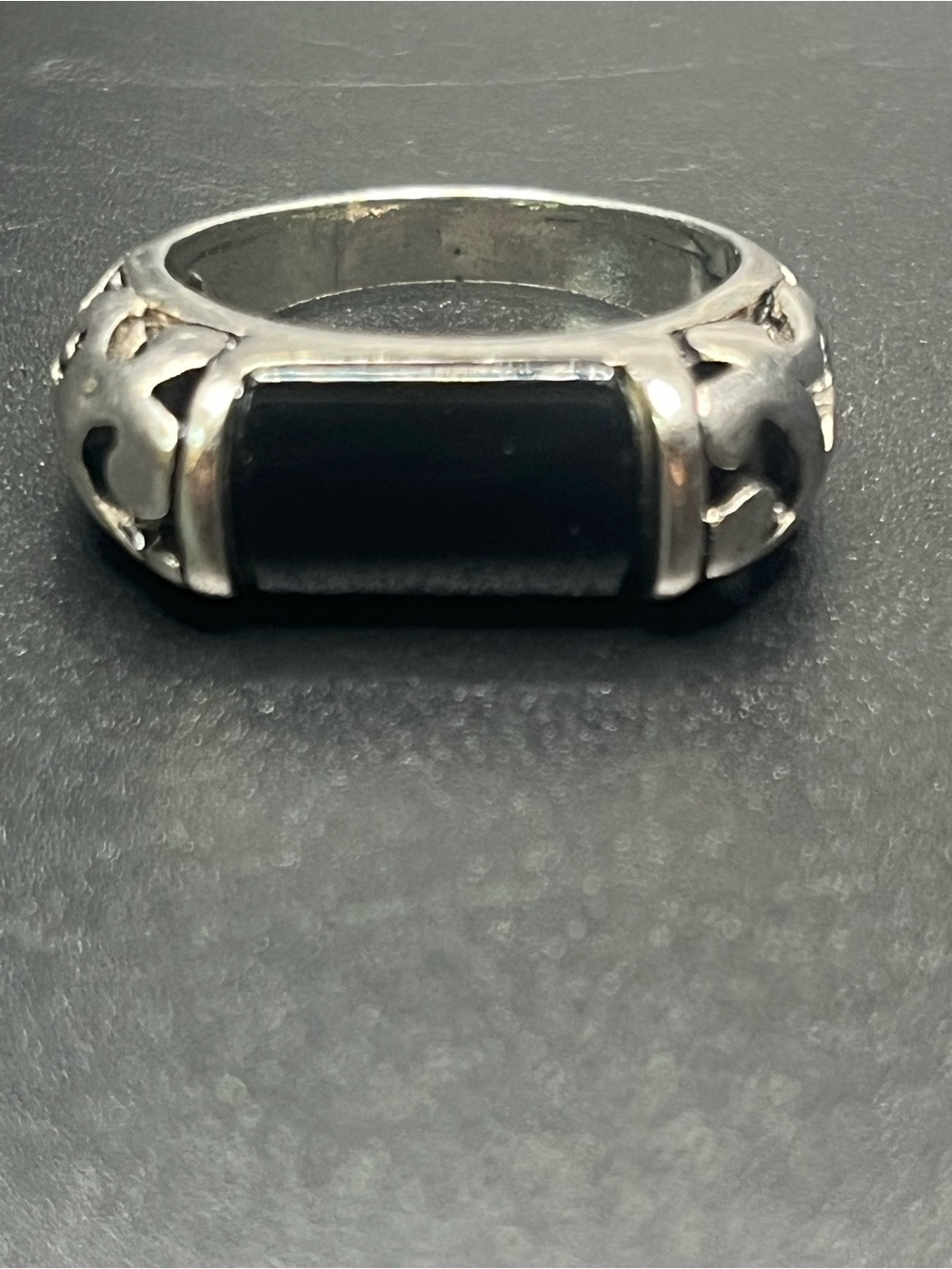 Premier Designs Black onyx Silver-plated Ring Unisex Statement Ring. Size 8